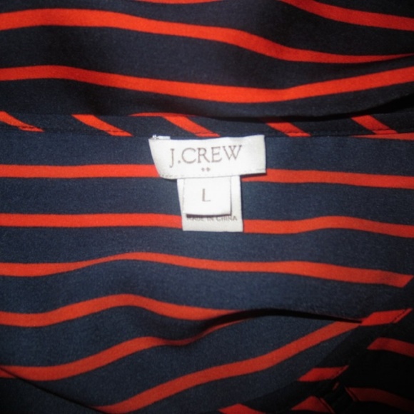 J Crew Orange/Blue Striped 3/4 Sleeves Blouse Sz L - Picture 3 of 4